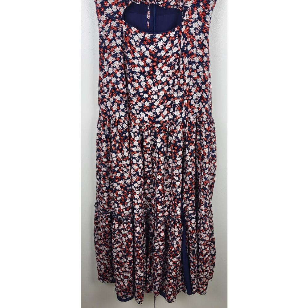 Boho Floral Tiered Maxi Dress Sweetheart Cut Out Cottagecore Romantic  | M - Picture 6 of 16
